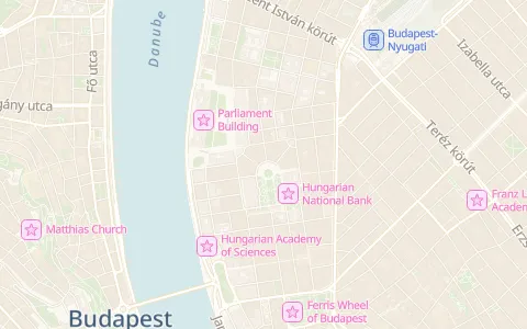 voyager map style preview: Warm beige land, light-blue water, soft green parks, coloured POI icons and labels.