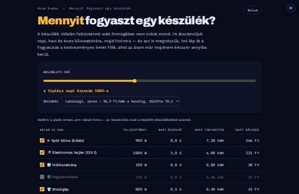Áramfogyasztás — előnézet