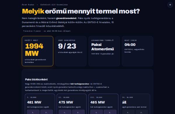 Erőművek blokkonként — előnézet