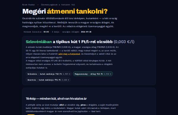 Üzemanyagárak — előnézet