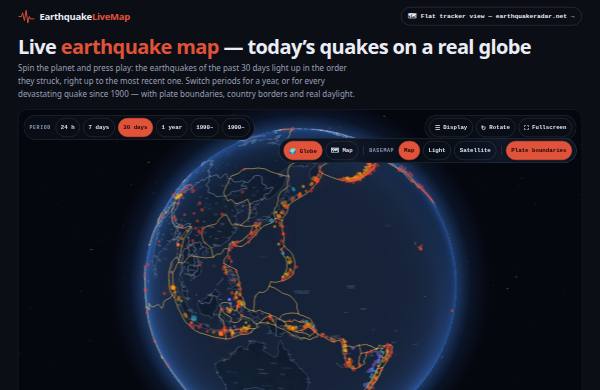Live Earthquake Map — előnézet