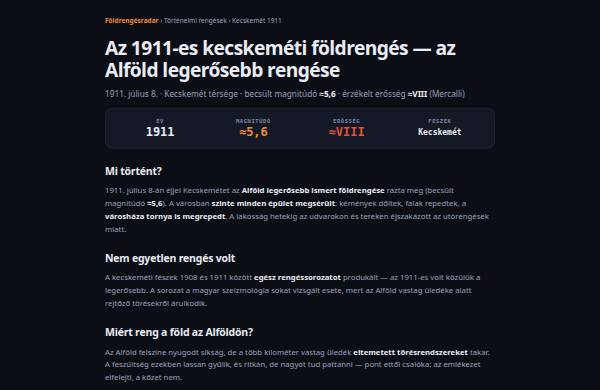 Történelmi magyar földrengések — előnézet