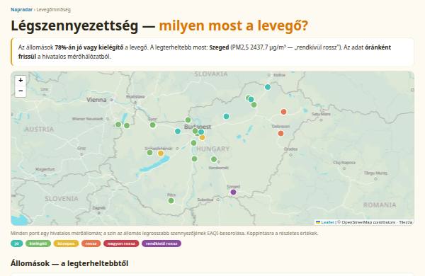 Levegőminőség-térkép — előnézet