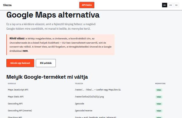 Google Maps alternatíva — előnézet