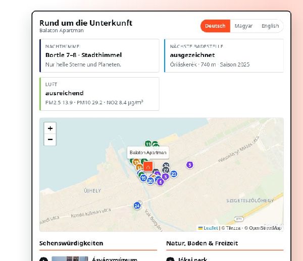 Szállás környéke widget — előnézet