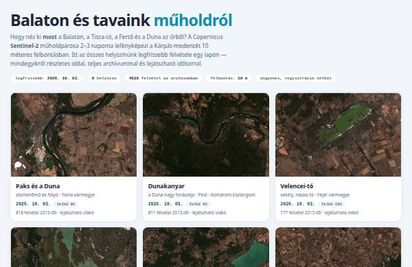 Friss műholdkép: Balaton, Tisza-tó, Velencei-tó és a Duna — előnézet