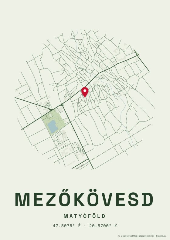 Mezőkövesd térkép poszter — Erdő