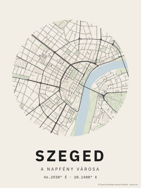 Szeged térkép poszter — Papír · kör