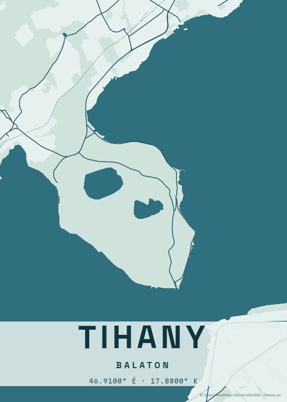 Tihany térkép poszter — Tenger · Balaton